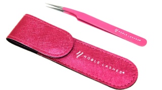 Pęseta różowa prosta F + etui