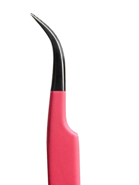 Pęseta różowa zakrzywiona z gumową warstwą Pęseta różowa zakrzywiona z gumową warstwą