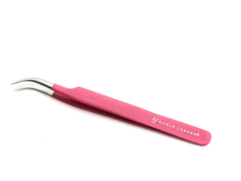 Pęseta różowa zakrzywiona z gumową warstwą Pęseta różowa zakrzywiona z gumową warstwą