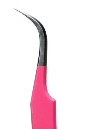 Pęseta różowa zakrzywiona + etui