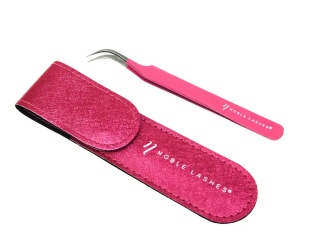 Pęseta różowa zakrzywiona + etui