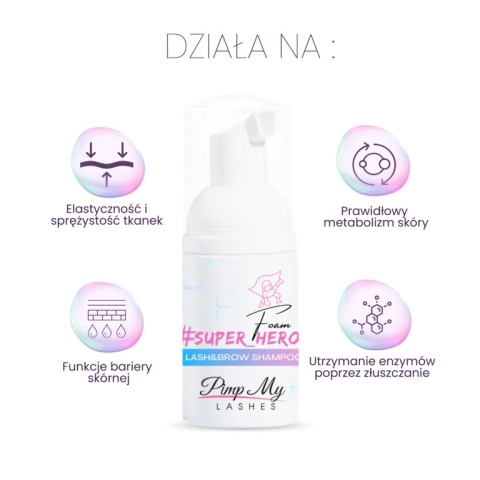 Pianka szampon do brwi i rzęs przedłużanych Super Hero Foam Pianka szampon do brwi i rzęs przedłużanych Super Hero Foam